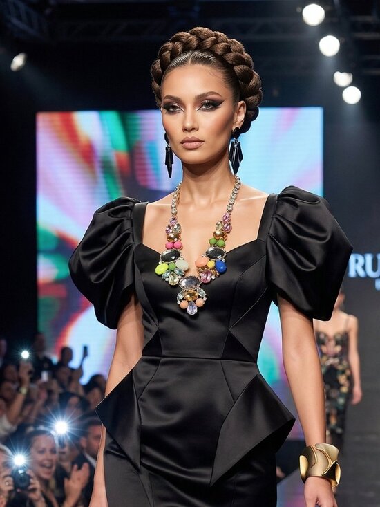 Vibrant Multi-Color Crystal Statement Necklace - Picture 3 of 4